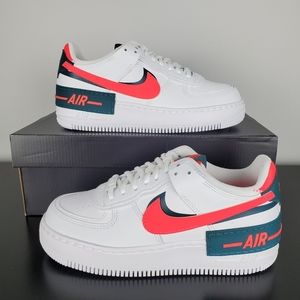 New Nike WMNS Air Force 1 Shadow White Solar Red- BRAND NEW NEVER WORN